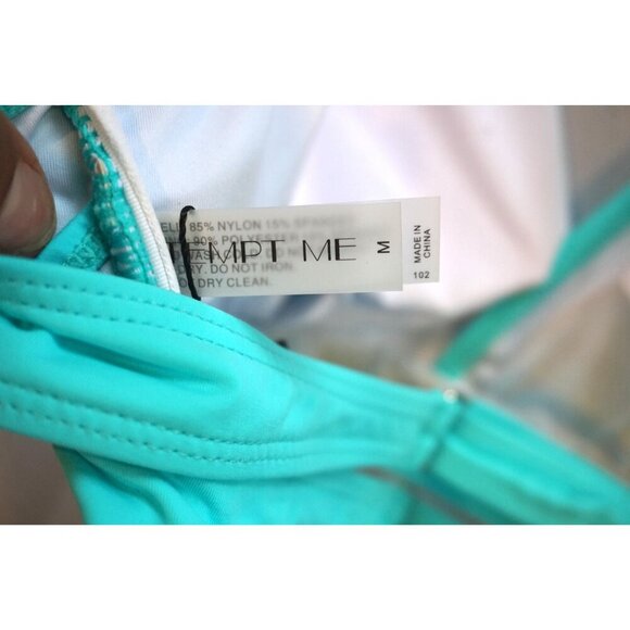 Tempt Me Turquoise Halter Bikini Top w/ Adjustable Ties - Size M, NWT - Picture 6 of 6